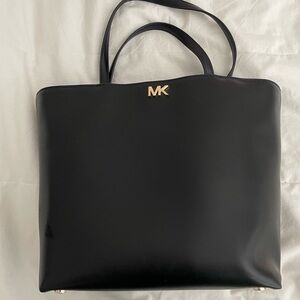Michael Kors black leather tote bag